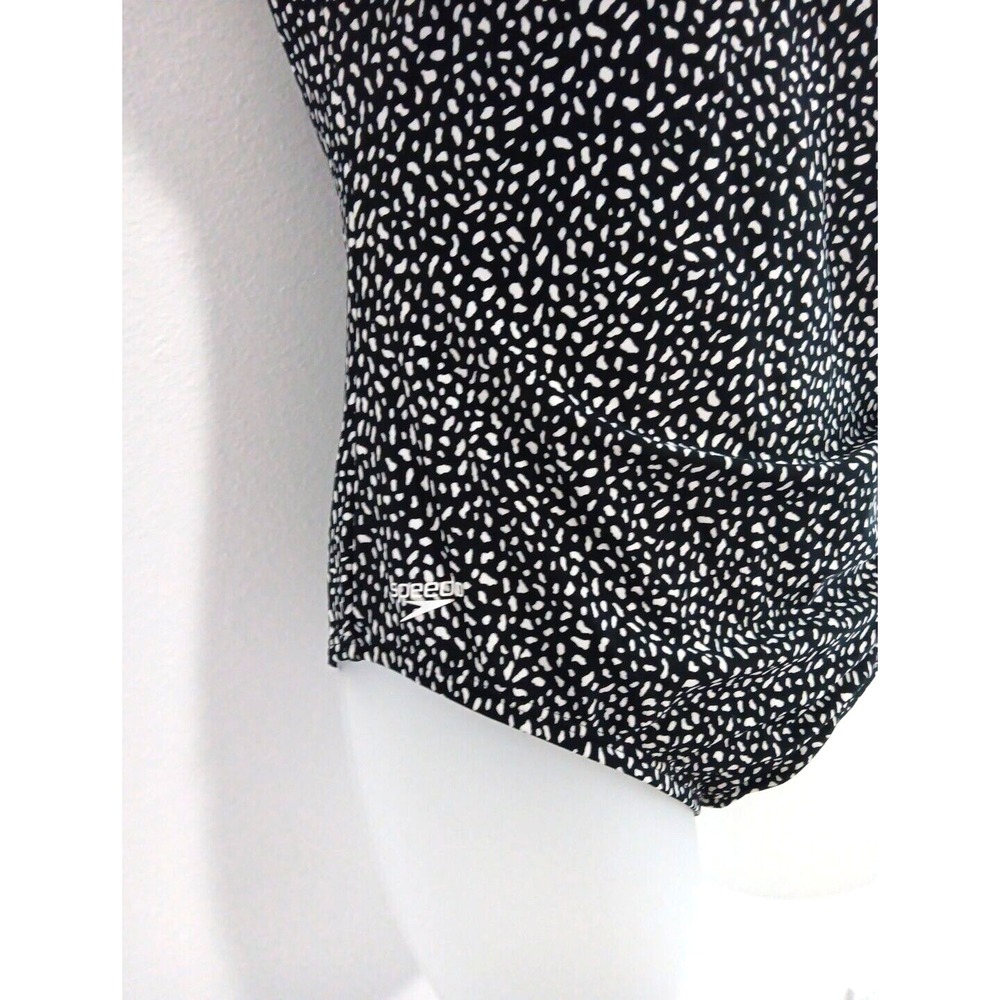 SPEEDO Women one piece bathing suit Size 8 Black White Classic Fully Lined Beach - Picture 2 of 9